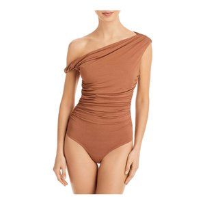 Nwt Agolde Hilma Twist Sleeve Bodysuit / beige